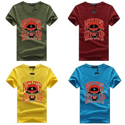 Men's Summer Crewneck T-shirt Cool Print Top - Blue, Army Green, Wine Red, Yellow