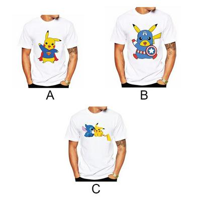 Men's Casual T-shirt Crewneck Short Sleeve Top with Cartoon Character Print