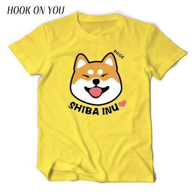 Men's Printed Cotton T-shirt Soft Comfortable Top with Cute Image of Smiling Dog 