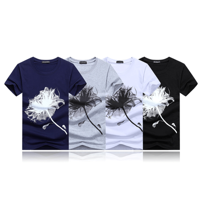 Men's Short Sleeve T-shirt of Japanese Style Printed Crewneck Top