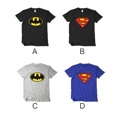 Men's Combed Cotton T-shirt with Batman and Superman Sign