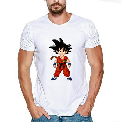 Men's Dragon Ball T-shirt Solid Cotton Top with Round Neckline