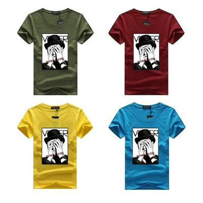 Men's Fashionable Comic T-shirt Crewneck Short Sleeve Top
