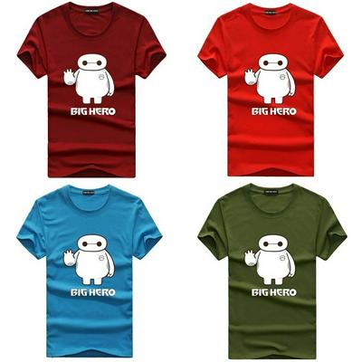Men's Summer Crewneck T-shirt Cartoon Character Printed Top - Blue, Army Green, Red, Wine Red