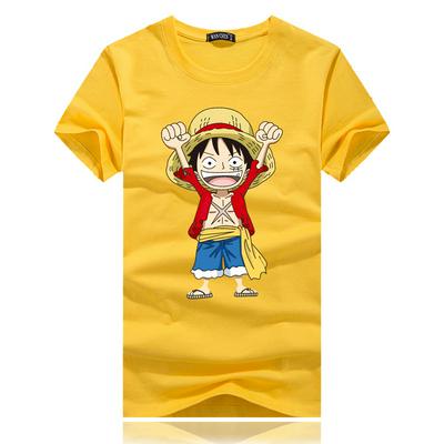 Men's Cartoon Printed T-shirt Comfortable Loose Top - Blue, Army Green, Wine Red, Yellow