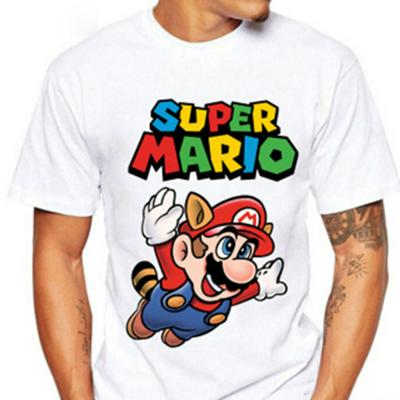 L-3XL Size Cartoon Super Mario Print Pattern Summer Modal Stylish Casual Short Sleeves O-Neck T-Shirt Top for Man