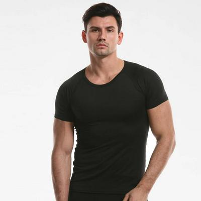Men's Slim Type Ice Silk Short-sleeved T-shirt High Elastic Quick-drying Breathable Fitness Clothes Tops