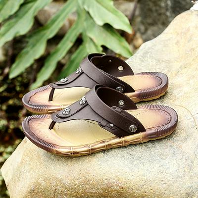 Men's Casual Breathable Beach Sandals Lightweight Non-slip Thick Wear-resistant Flip Flops Slippers