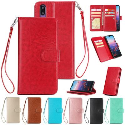 Solid Color Side Flip PU Leather + Soft TPU Picture Frame with  Picture Frame and 9 Cards Slot Wallet Protecting Cover Case for Huawei P20