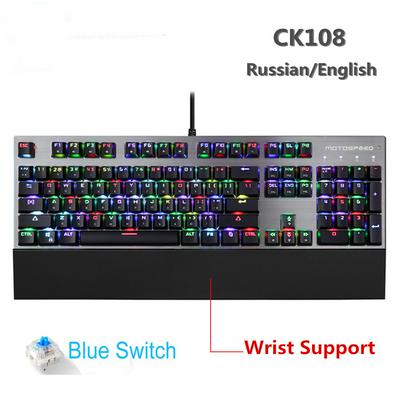  CK108 Mechanische Toetsenbord 104 Toetsen RGB Blauw Schakelaar Gaming Wired LED Backlit Anti-Ghosting voor Gamer Computer