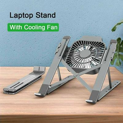 Laptop Stand Notebook Computer Rack Cooling Path 1 Fan Adaptation Portable Support Base Desktop Lifting Ball Holder