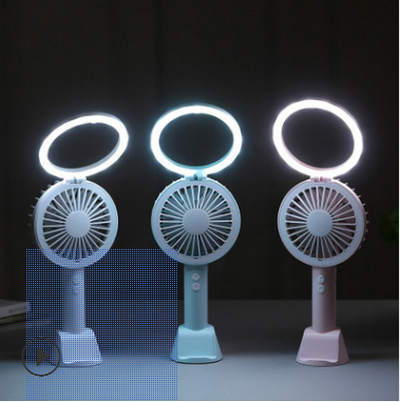 Mini USB Handheld Fan with LED Light and Phone Holder