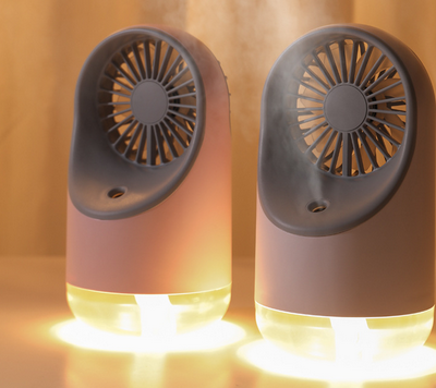 3-in-1 USB Rechargeable Mini Desktop Fan + Humidifier + Night Light