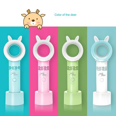 Mini USB Handheld Bladeless Fan with Night Light and Base for Children