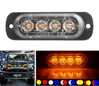 04T 4LED 12W 12-24V Side Ultra-Thin Strobe Light Warning Light Strobe Light for Car Motorcycle Truck 