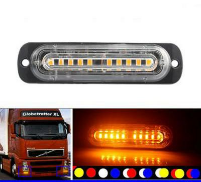 10LED 18W 18 Strobe Modes Universal Side Ultra-Thin Strobe Light Warning Light Strobe Light for Wagon Car Motorcycle Truck 