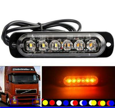 6LED 18W 12-24V 1000LM Universal Side Ultra-Thin Strobe Light Warning Light Strobe Light for Car Motorcycle Truck 
