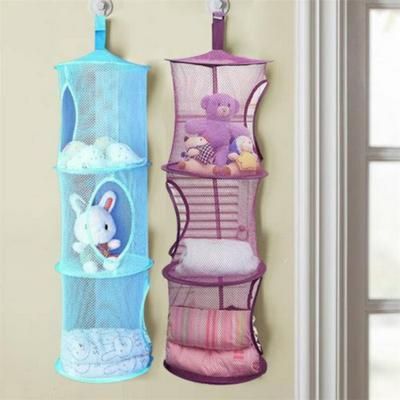 3-Layer Folding Breathable Bra Toy Clothes Sundries Hanging Storage Basket Bedroom Cylindrical Cage