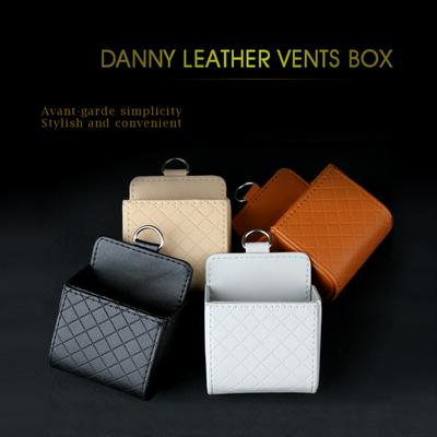 9*8.5*4.5cm Universal Leather Car Air Outlet Dashboard Mobile Phone Sundries Hanging Holder Box Auto Interior Accessories