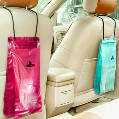 50pcs Auto Car Organizer Back Seat Paste Style Garbage Trash Bag with Rope Convenient Carrying Bottle Stowing Tidying Plastic Storage Bags