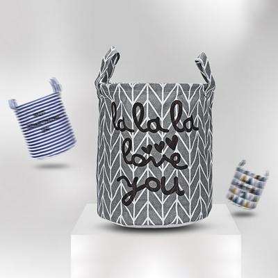 21x21x25cm Geometric Pattern Home Folding Linen Cotton Laundry Debris Toy Dirty Clothes Barrel Storage Basket