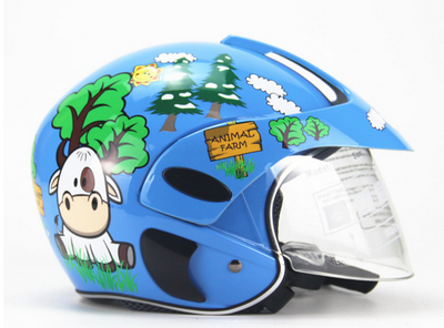One Size Cartoon Forest Animal Pattern Children's Comfortable Protective Safety Motocross Motorcycle Motor Helmet for Kids 3~7 Years Old