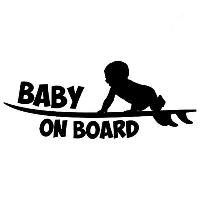 19*8cm Baby On Board Reflective Funny Vinyl Sticker Cute Surfboard Surfer Car Sticker Car Styling Decals
