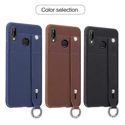 Solid Color Anti-Scratch Shockproof Soft TPU with Hand Strap and Stand Protective Case for Huawei P20 Lite / Nova 3e