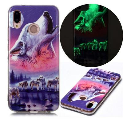 Luminous Colored Painting Shockproof Anti-Scratch Soft TPU Back Cover Case for Huawei P20 Lite / Nova 3e