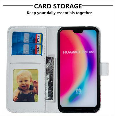 3D Colored Painting Side Flip Shockproof PU Leather + Soft TPU Picture Frame with Card Slots Magnetic Buckle and Stand Wallet Protective Case for Huawei P20 Lite / Nova 3e