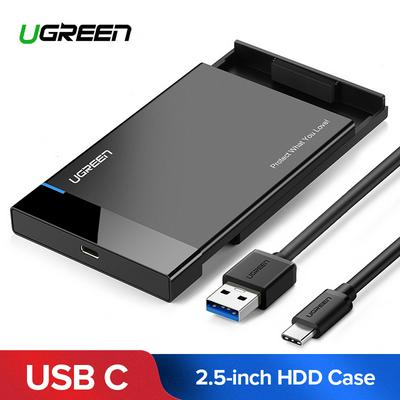 Ugreen USB C Hard Drive Enclosure USB 3.0 Type C to SATA External Hard Drive Disk Case for 9.5mm 7mm 2.5 Inch SATA I II III, HDD, SSD