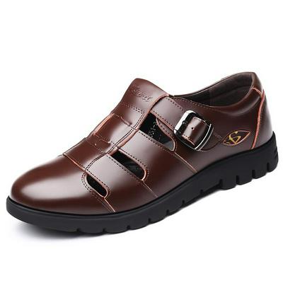 Men's Closed Toe Leather Sandals Casual Summer Fisherman Shoes
