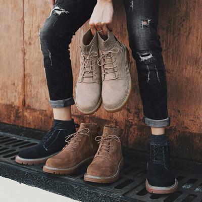 Men Hiking Shoes Rubber Sole Non-slip Outdoor Camping Breathable Sport Shoes Walking Shoes High-top Sneakers