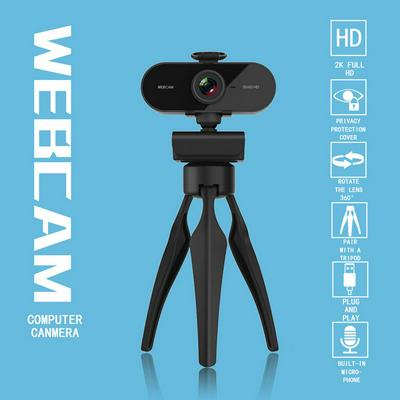 400W Pixels 2K Resolution HD 1080P Webcam 360 Rotation With The Tripod For Live Broadcast Video Conference Work WebCamera With Mic