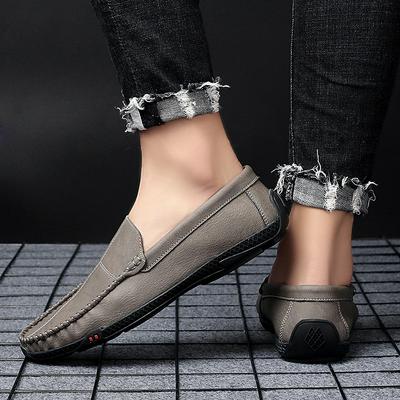 Solid Color Soft Men's Beanie Shoes PU Leather Large Size Men's Shoes Peas Shoes