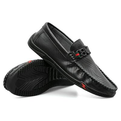 Black Men's Beanie Shoes PU Leather Large Size Men's Shoes Peas Shoes