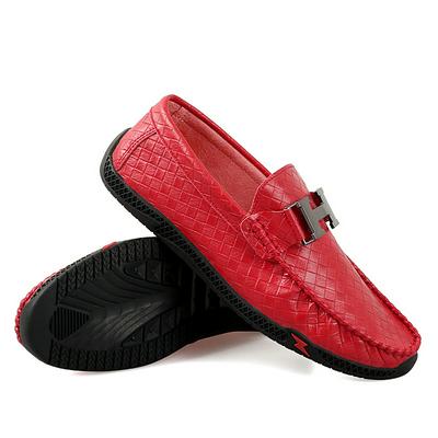 Soft Red Men's Beanie Shoes Genuine Leather Large Size Men's Shoes Peas Shoes