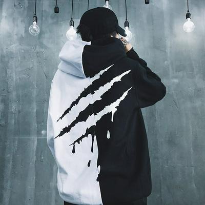 Classic Black & White Splice Hoodies Oversize Hip-hop Style Swag Tyga Hoodie Autumn Winter Warm Thick Hoodies  