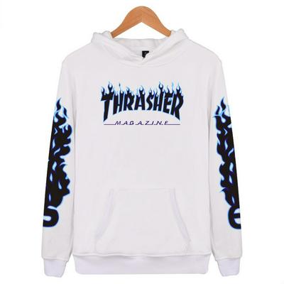 Thrasher Black&Blue Painting Luck Friday Letter Couple Fleece Hoodie Couple Costume Men's Autumn Cool HoodShirt