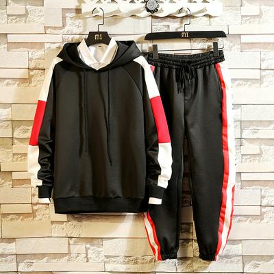 Men's Sweatshirt Set + Pants Loose Tops Youth Slim Casual Pants 