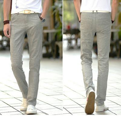 2019 Summer Quality Men's Linen Pants Korean Men's Casual Thin Men's Trousers Men's Stretch Straight Jeans for Casual Men's Solid Color Slim Trousers Pants