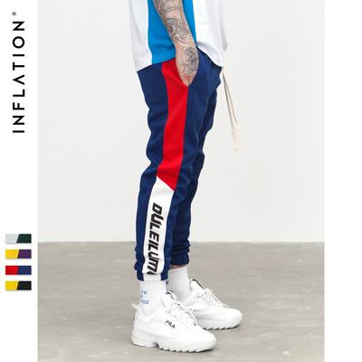2019 Autumn New Men's Sports Pants Wear Pants Hong Kong Nostalgic Retro Style Printed Stripe Letter Personality Design for Female' Pants