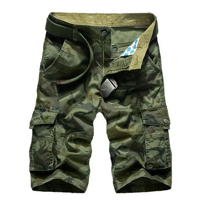 Men's Tactical Camouflage Shorts with Multiple Big Pockets Loose Fit Casual Shorts with Zipper Fly and Button Closure
