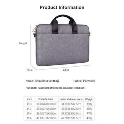 ST09 Polyester Material Unisex Men Women Hand-Held Laptop Notebook Briefcase Bag with Zipper and Detachable Strap