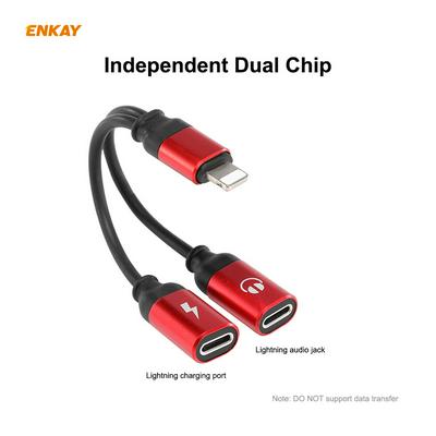 ENKAY ENK-AT104 Lightning to Dual Lightning Charging and Listening to Songs Two-in-one Aluminum Alloy Adapter Conversion Line for Apple