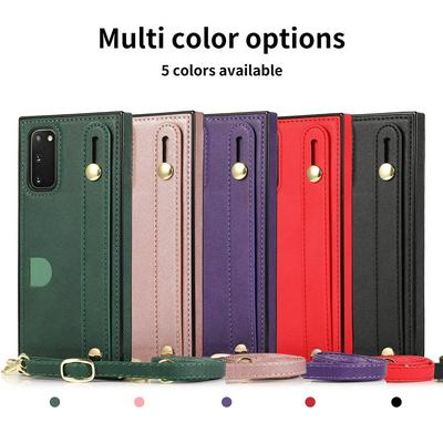Crossbody Backpack Type Dropproof Shockproof PU Leather Wallet Phone Case with Card Slot and Wrist Strap for Samsung Galaxy S20