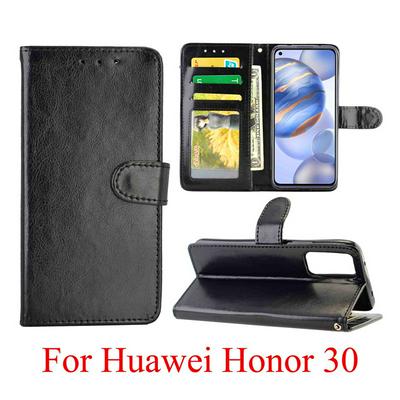 Crazy Horse Pattern Folded Edge Photo Frame Open Left and Right Scratch Resistant PU Leather Phone Cover with Stand and Card Slots for HUAWEI Honor 30