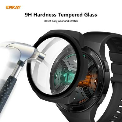 ENKAY Hat-Prince ENK-AC8203 Frosted PC Shell +9H Tempered Glass Composite Watch Protective Case for HUAWEI Watch GT 2e 46mm