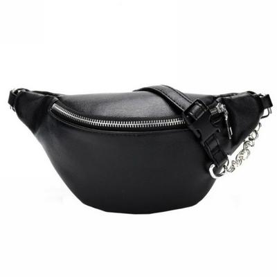 Solid Color Fashion Simple Women PU Leather Chain Cross Body Chest Bag 