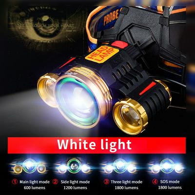 F-539 3 Heads Strong Light 20W T6 Rotating Focusing 4 Lighting Modes Outdoor Camping LED Headlight Set